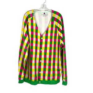 Kidrobot Check Gingham Print Button Cardigan Multicolor Decora Raver